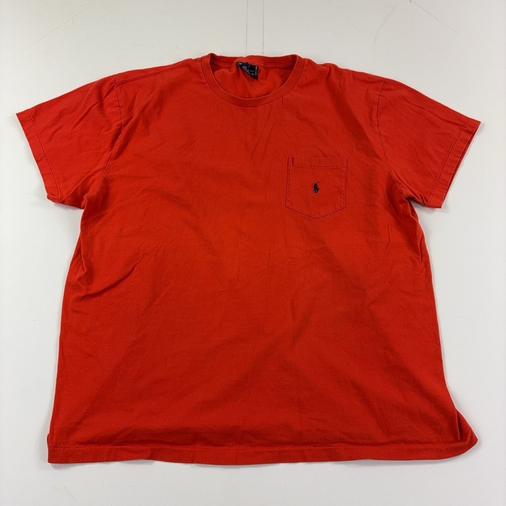Polo Ralph Lauren Shirt Mens XL Red Pocket Crewneck Logo Cotton Vintage Tee